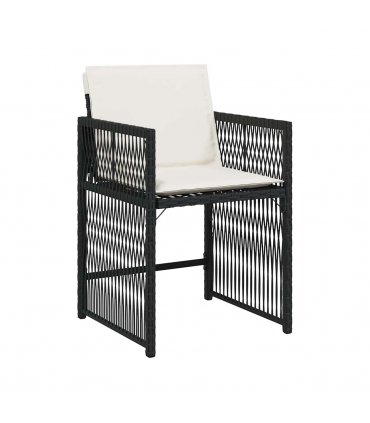 vidaXL Garden Chairs with Cushions 4 pcs Black Poly Rattan — Colour: black and cream — V0672224017