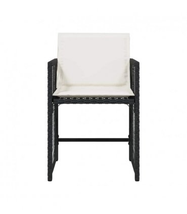 vidaXL Garden Chairs with Cushions 4 pcs Black Poly Rattan — Colour: black and cream — V0672224017