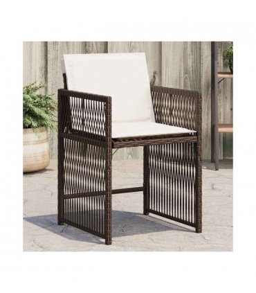 vidaXL Garden Chairs with Cushions 4 pcs Brown Poly Rattan — V0672224018