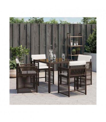 vidaXL Garden Chairs with Cushions 4 pcs Brown Poly Rattan — V0672224018