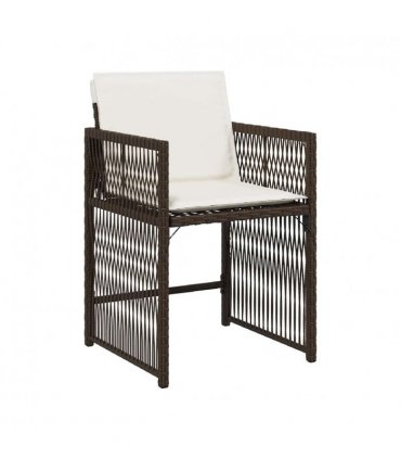 vidaXL Garden Chairs with Cushions 4 pcs Brown Poly Rattan — V0672224018
