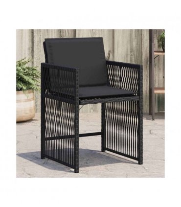 vidaXL Garden Chairs with Cushions 4 pcs Black Poly Rattan — V0672224019