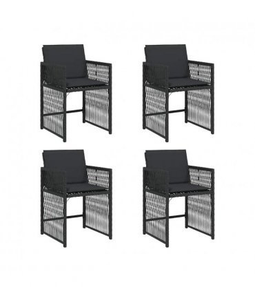 vidaXL Garden Chairs with Cushions 4 pcs Black Poly Rattan — V0672224019