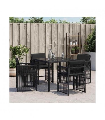 vidaXL Garden Chairs with Cushions 4 pcs Black Poly Rattan — V0672224019