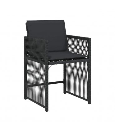 vidaXL Garden Chairs with Cushions 4 pcs Black Poly Rattan — V0672224019