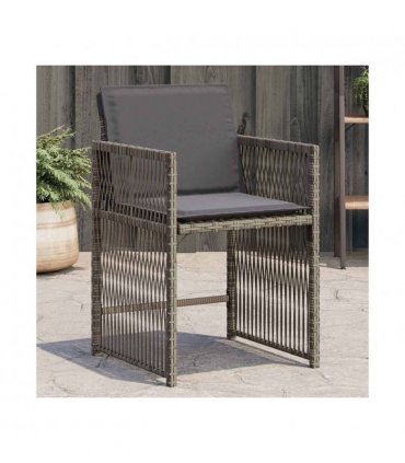 vidaXL Garden Chairs with Cushions 4 pcs Grey Poly Rattan — V0672224020