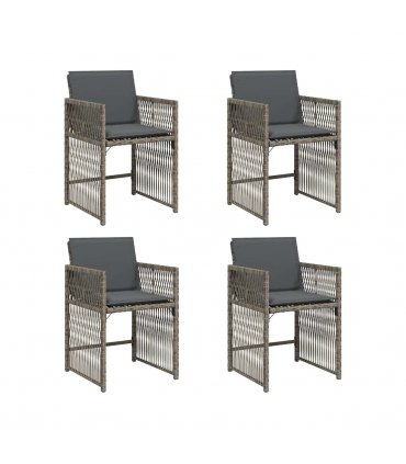 vidaXL Garden Chairs with Cushions 4 pcs Grey Poly Rattan — V0672224020
