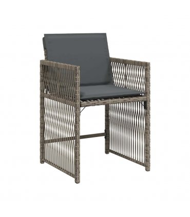 vidaXL Garden Chairs with Cushions 4 pcs Grey Poly Rattan — V0672224020