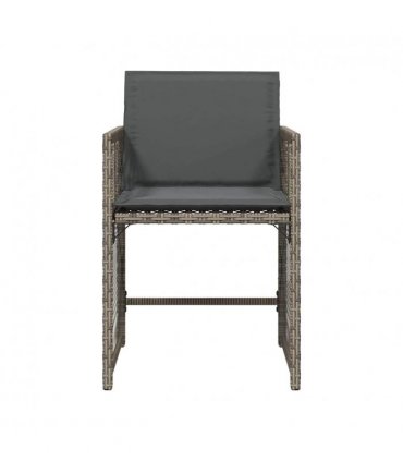 vidaXL Garden Chairs with Cushions 4 pcs Grey Poly Rattan — V0672224020