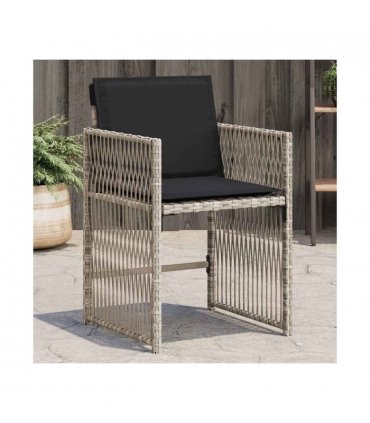 vidaXL Garden Chairs with Cushions 4 pcs Light Grey Poly Rattan — V0672224021