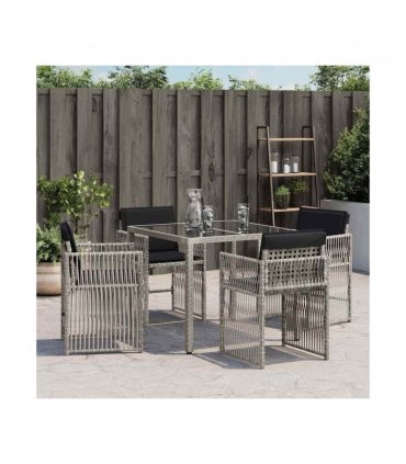 vidaXL Garden Chairs with Cushions 4 pcs Light Grey Poly Rattan — V0672224021