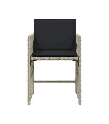 vidaXL Garden Chairs with Cushions 4 pcs Light Grey Poly Rattan — V0672224021