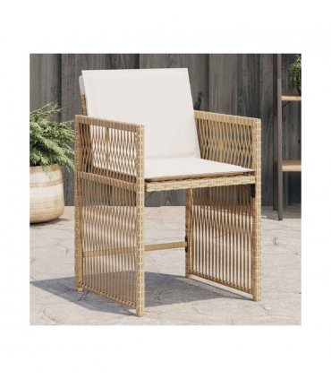 vidaXL Garden Chairs with Cushions 4 pcs Beige Poly Rattan — V0672224022