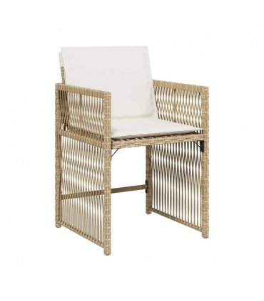 vidaXL Garden Chairs with Cushions 4 pcs Beige Poly Rattan — V0672224022