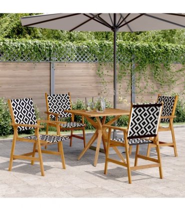 vidaXL 5 Piece Garden Dining Set Solid Wood Acacia — Size: 85 x 85 x 75 cm