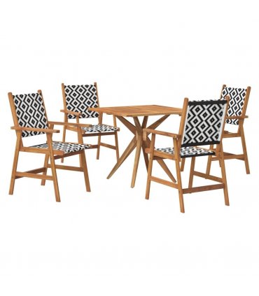 vidaXL 5 Piece Garden Dining Set Solid Wood Acacia — Size: 85 x 85 x 75 cm