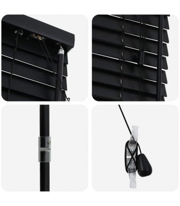 vidaXL Venetian Blind Black 50 x 160 cm 35 mm Solid Paulownia Wood