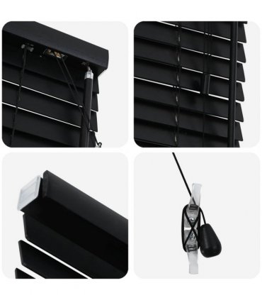 vidaXL Venetian Blind Black 135 x 250 cm 35 mm Solid Paulownia Wood