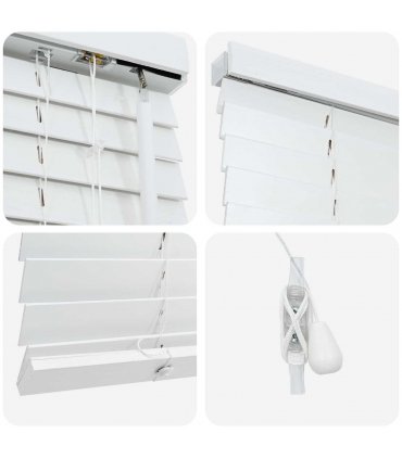 vidaXL Venetian Blind White 145 x 250 cm 35 mm Solid Paulownia Wood