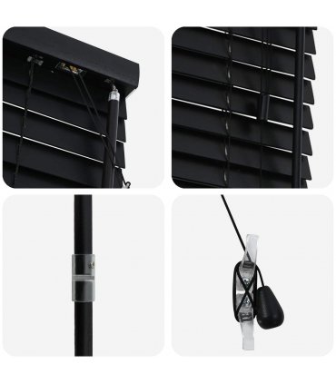 vidaXL Venetian Blind Black 55 x 250 cm 35 mm Solid Paulownia Wood