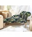 AcaciaHome Comfort and Elegant Art Deco Upholstered Chaise Velvet Fabric Longue Sofa with Spring Seat - Modern Design Classic Elegance for Living Rooms, Bedrooms, and Offices (Palm Leaf Chaise)