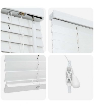 vidaXL Venetian Blind White 100 x 250 cm 35 mm Solid Paulownia Wood