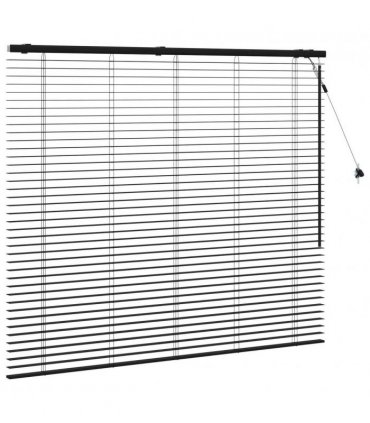 vidaXL Venetian Blind Black 125 x 130 cm 35 mm Solid Paulownia Wood