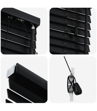 vidaXL Venetian Blind Black 115 x 250 cm 35 mm Solid Paulownia Wood