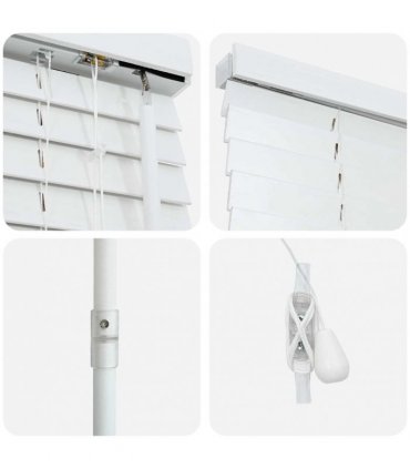 vidaXL Venetian Blind White 65 x 250 cm 35 mm Solid Paulownia Wood