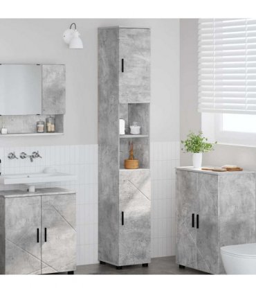vidaXL Bathroom Cabinet with Storage Concrete Grey 30 x 35 x 192 cm