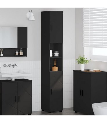 vidaXL Bathroom Cabinet Black 30 x 35 x 192 cm Engineered wood & Metal