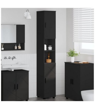 vidaXL Bathroom Cabinet Black 30 x 35 x 192 cm Engineered wood & Metal