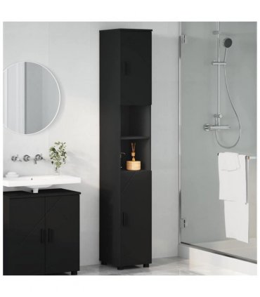 vidaXL Bathroom Cabinet Black 30 x 35 x 192 cm Engineered wood & Metal