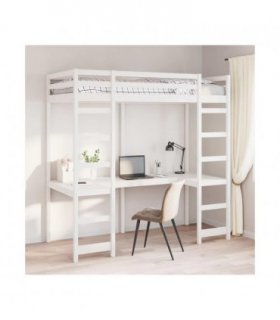 vidaXL Loft Bed Frame White 90 x 200 cm Solid Pine Wood