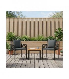 vidaXL Outdoor Furniture Set 3 pcs Grey and Dark Grey Poly Rattan — Model: 2x chair + table