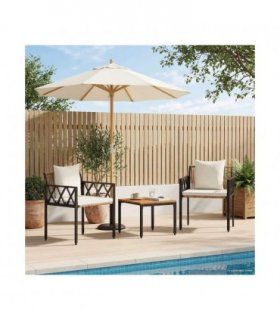 vidaXL Outdoor Furniture Set 3 pcs Brown and Cream White Poly Rattan — Model: 2x chair + table
