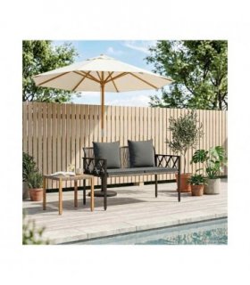 vidaXL Outdoor Benches 2 -Seater 116 x 56 x 75 cm Poly Rattan — Colour: Grey and dark grey