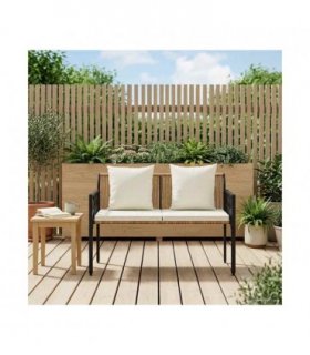 vidaXL Outdoor Benches 2 -Seater 116 x 56 x 75 cm Poly Rattan — Colour: Brown and cream white