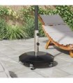 vidaXL Granite Parasol Base with Wheels for 40-50 mm Pole 29 kg Black