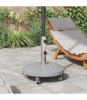 vidaXL Granite Parasol Base with Wheels for 4-5 cm Pole 27.2 kg Grey