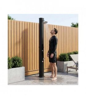 vidaXL Solar Shower with Shower Head and Faucet PVC, ABS, Zinc Alloy — Colour: Black