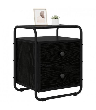 vidaXL Bedside Cabinet 2 pcs Black Oak 40 x 36.5 x 50 cm