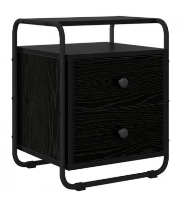 vidaXL Bedside Cabinet 2 pcs Black Oak 40 x 36.5 x 50 cm