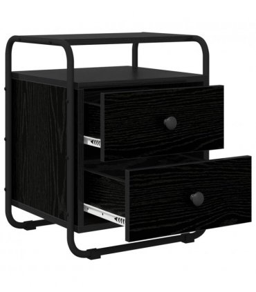 vidaXL Bedside Cabinet 2 pcs Black Oak 40 x 36.5 x 50 cm