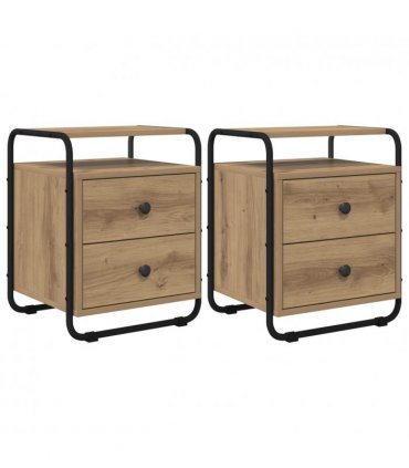 vidaXL Bedside Cabinet 2 pcs Artisan Oak 40 x 36.5 x 50 cm