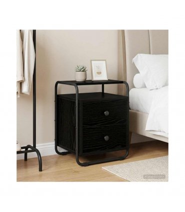vidaXL Bedside Cabinet Black Oak 40 x 36.5 x 50 cm Engineered Wood