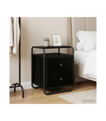 vidaXL Bedside Cabinet Black Oak 40 x 36.5 x 50 cm Engineered Wood