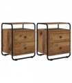 vidaXL Bedside Cabinet 2 pcs Old Wood 40 x 36.5 x 50 cm