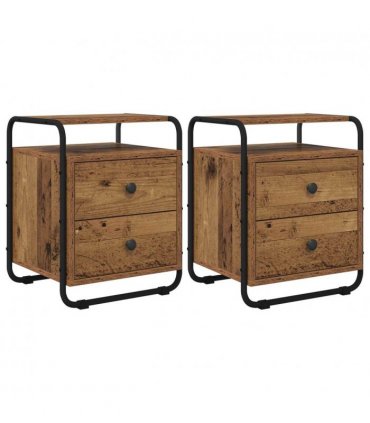vidaXL Bedside Cabinet 2 pcs Old Wood 40 x 36.5 x 50 cm