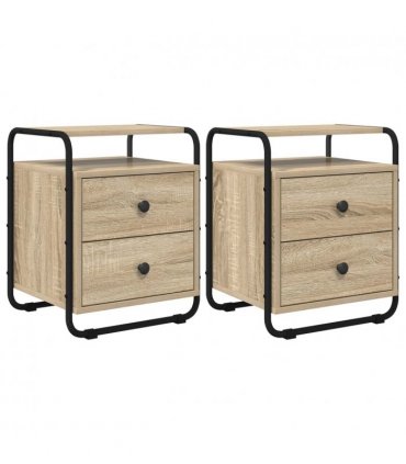 vidaXL Bedside Cabinet 2 pcs Sonoma Oak 40 x 36.5 x 50 cm